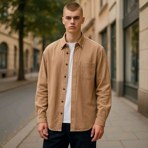 Portuguese Flannel Roundtree Yorke Long Sleeve Solid Sport Shirt XXL Fall Brown - Picture 10 of 10